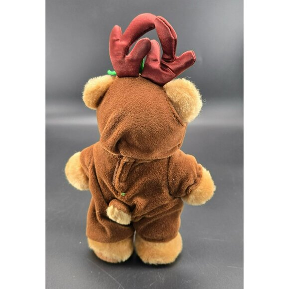 UCLA Plush Teddy Bear Wearing Reindeer Costume With Antlers & Red Nose VR1805 - Picture 4 of 6